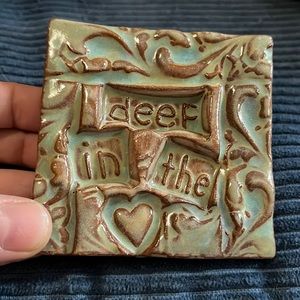 DEEP IN THE TileSmile 3x3 Decorative Handmade Ceramic Green Blue Tile
